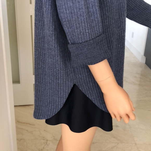 WASHED NAVY BLUE WAFFLE CARDIGAN - Picture 4 of 7